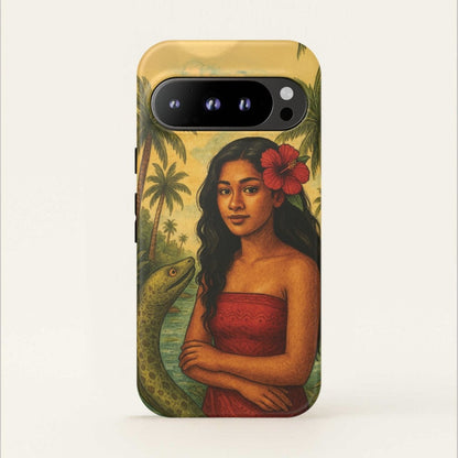 Glossy tough phone case featuring Sina & The Eel design for iPhone 17 by WOYC, showcasing durable protection and vibrant artwork.