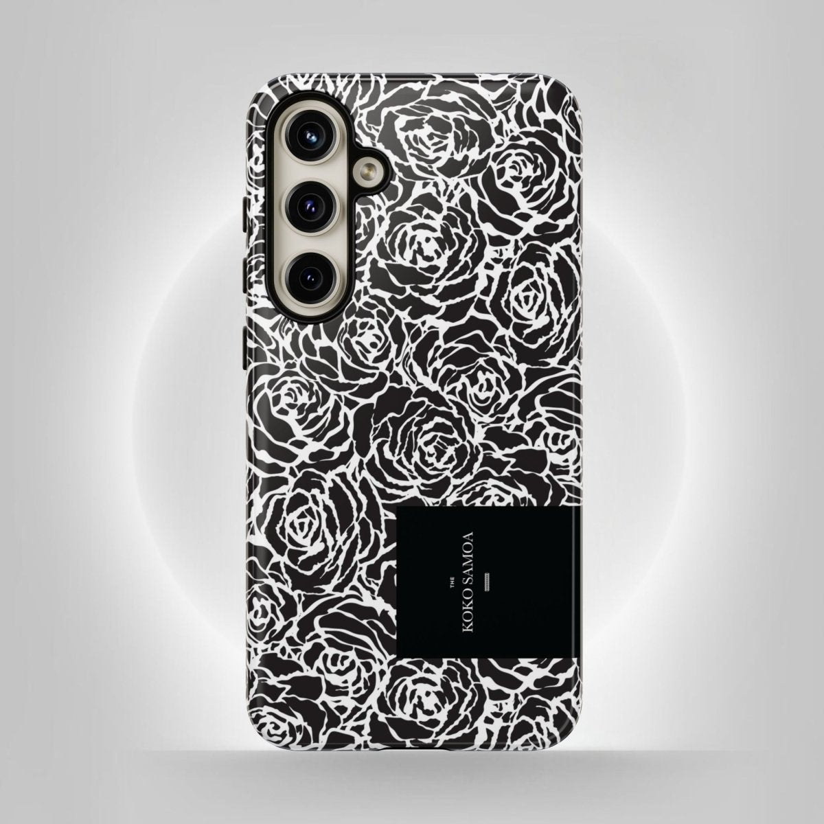 Samsung Galaxy S25 tough phone case by WOYC with glossy Faleasiu Nights design, offering durable protection.