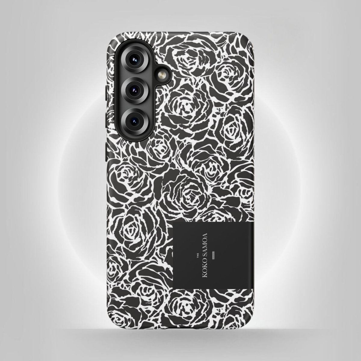 Samsung Galaxy S25 tough phone case by WOYC with glossy Faleasiu Nights design, rugged protection for AU, NZ, and US models.