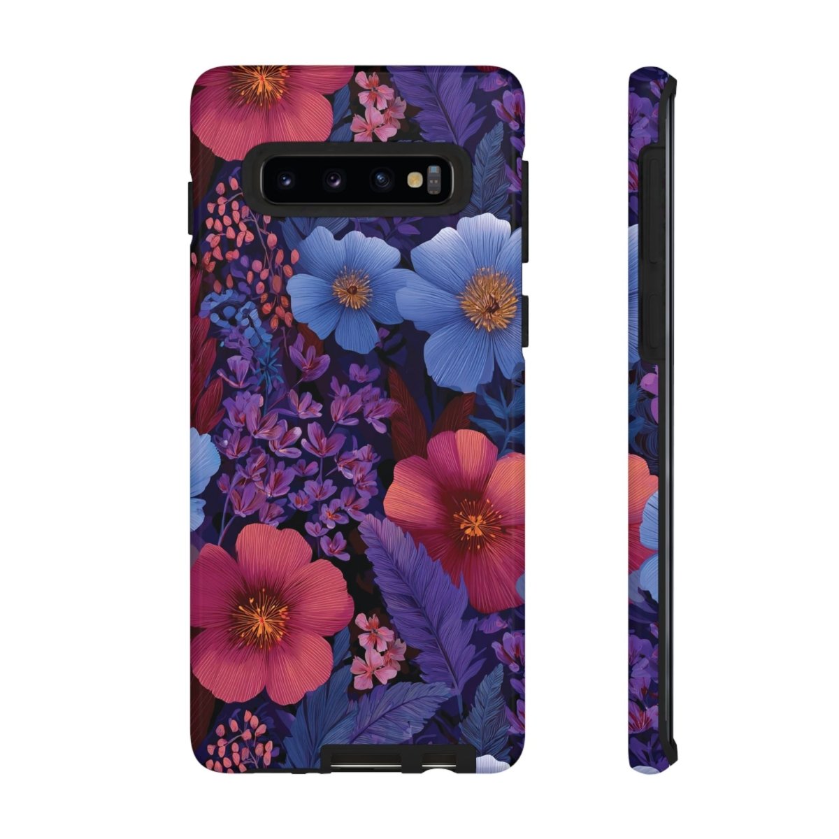 Samsung Galaxy S25 tough phone case in Lavender Tropics print, glossy finish, designed for AU, NZ, and USA markets.