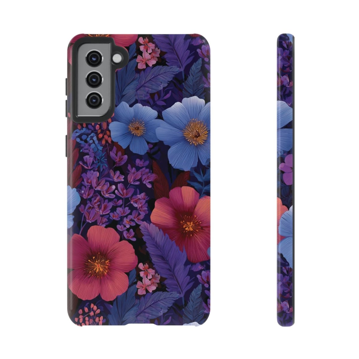 Samsung Galaxy S25 tough phone case featuring Lavender Tropics design, glossy finish, for AU, NZ, and USA markets.