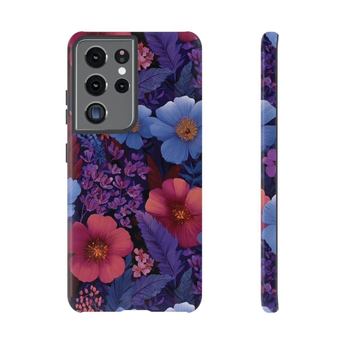 Samsung Galaxy S25 tough phone case with lavender tropical design, glossy finish, suitable for AU, NZ, and USA markets.