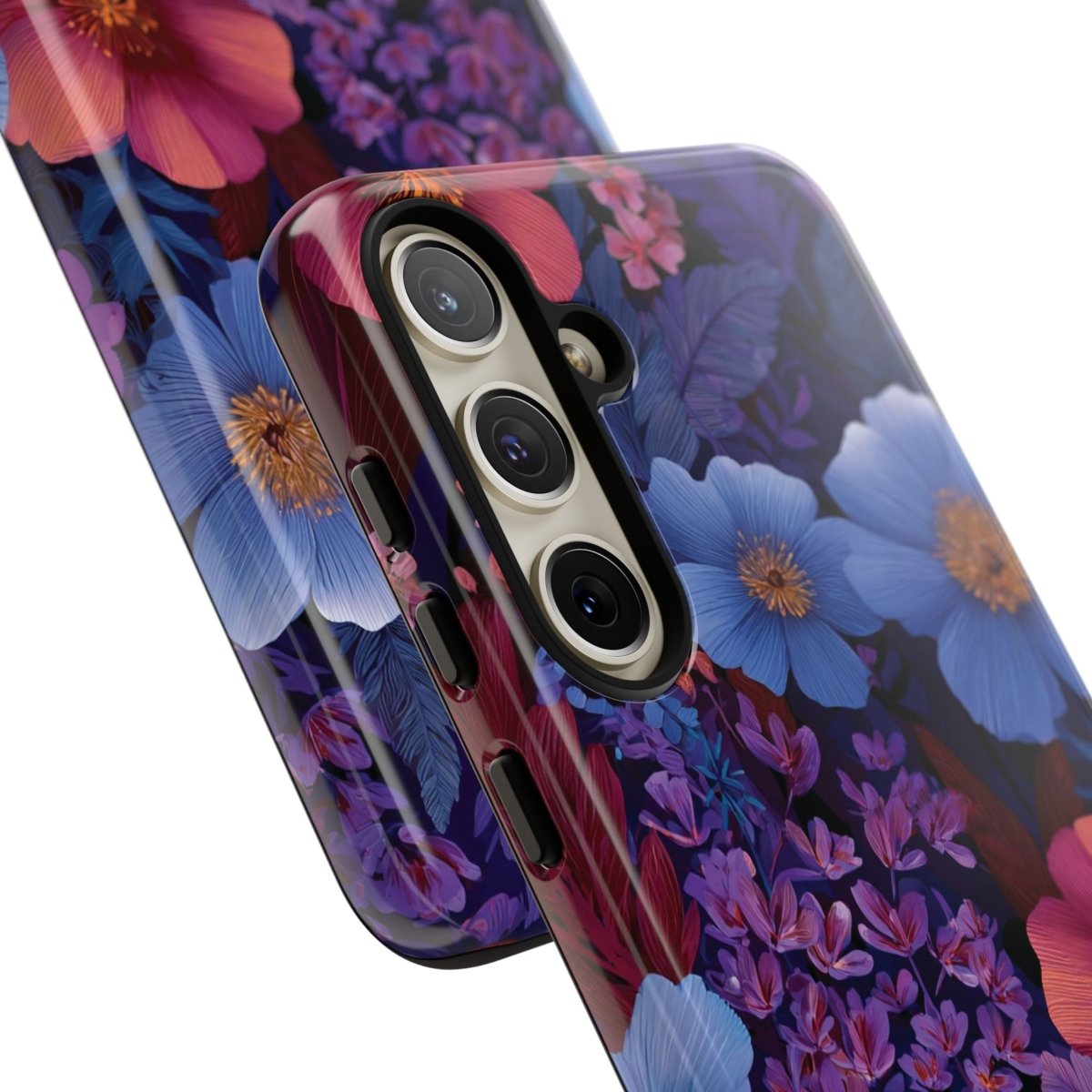 Samsung Galaxy S25 tough phone case by Printify with Lavender Tropics design, glossy finish, durable protection for AU, NZ, and USA.