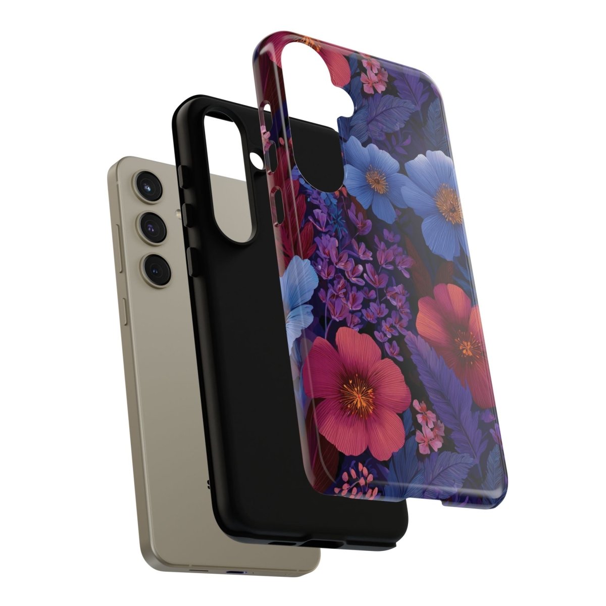 Samsung Galaxy S25 tough phone case with Lavender Tropics design, glossy finish and durable protection by Printify.