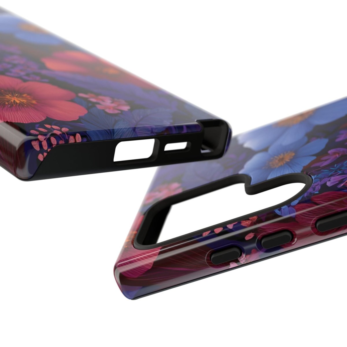Samsung Galaxy S25 tough phone case by Printify with lavender tropics design, glossy finish, suitable for AU, NZ, and USA regions.