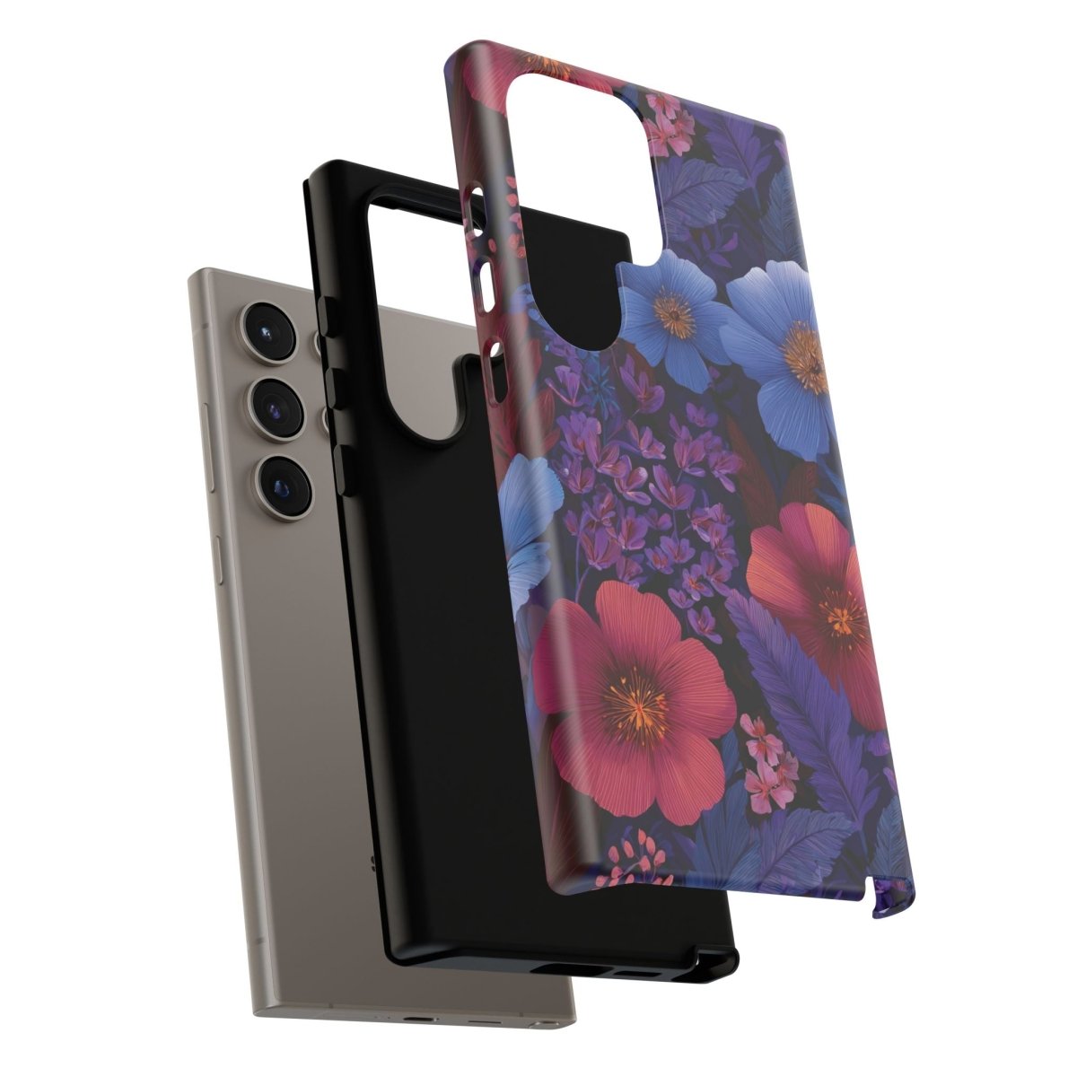 Samsung Galaxy S25 tough phone case with lavender tropics design by Printify, glossy finish, suitable for AU, NZ, and USA.