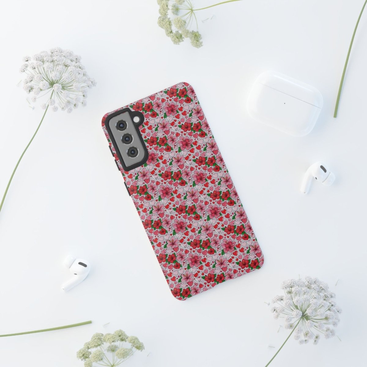 Samsung Galaxy S25 tough phone case by Printify featuring Love & Aute design, glossy finish, durable protective cover.