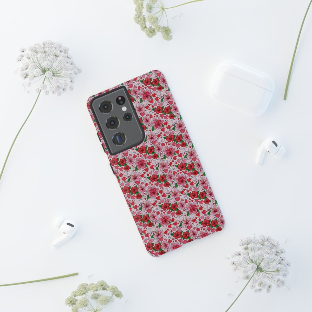 Samsung Galaxy S25 tough phone case by Printify featuring Love & Aute design in a glossy finish, designed for durability and style.