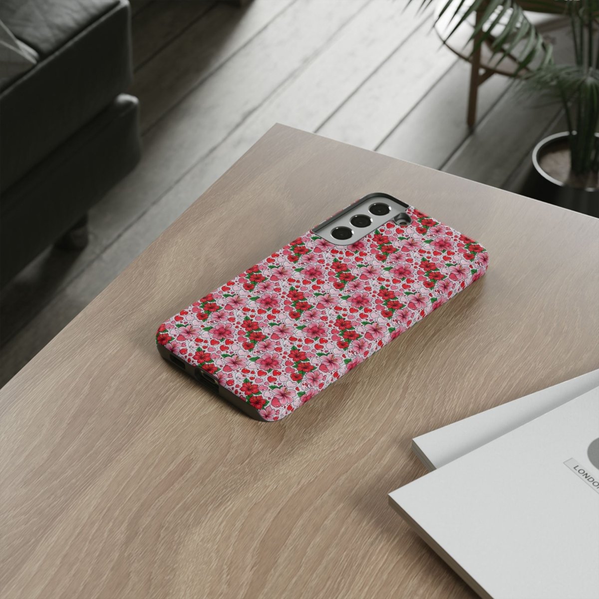 Samsung Galaxy S25 tough phone case by Printify featuring Love & Aute design, glossy finish, durable protective cover.