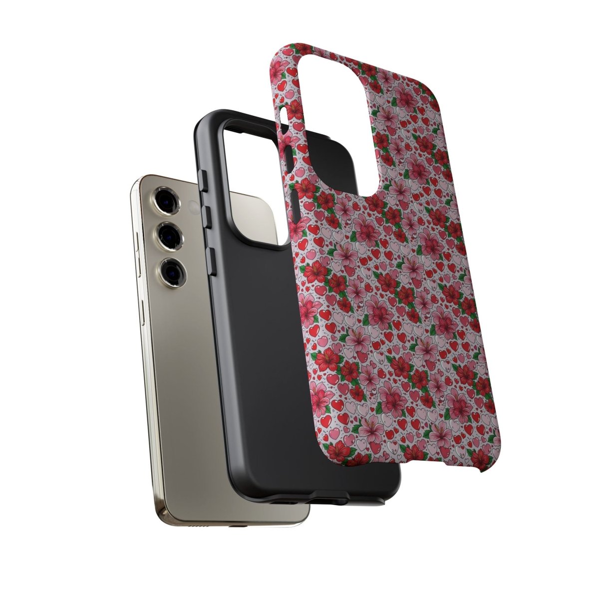 Samsung Galaxy S25 tough phone case by Printify featuring Love & Aute design, glossy protective phone case for AU, NZ, and USA.