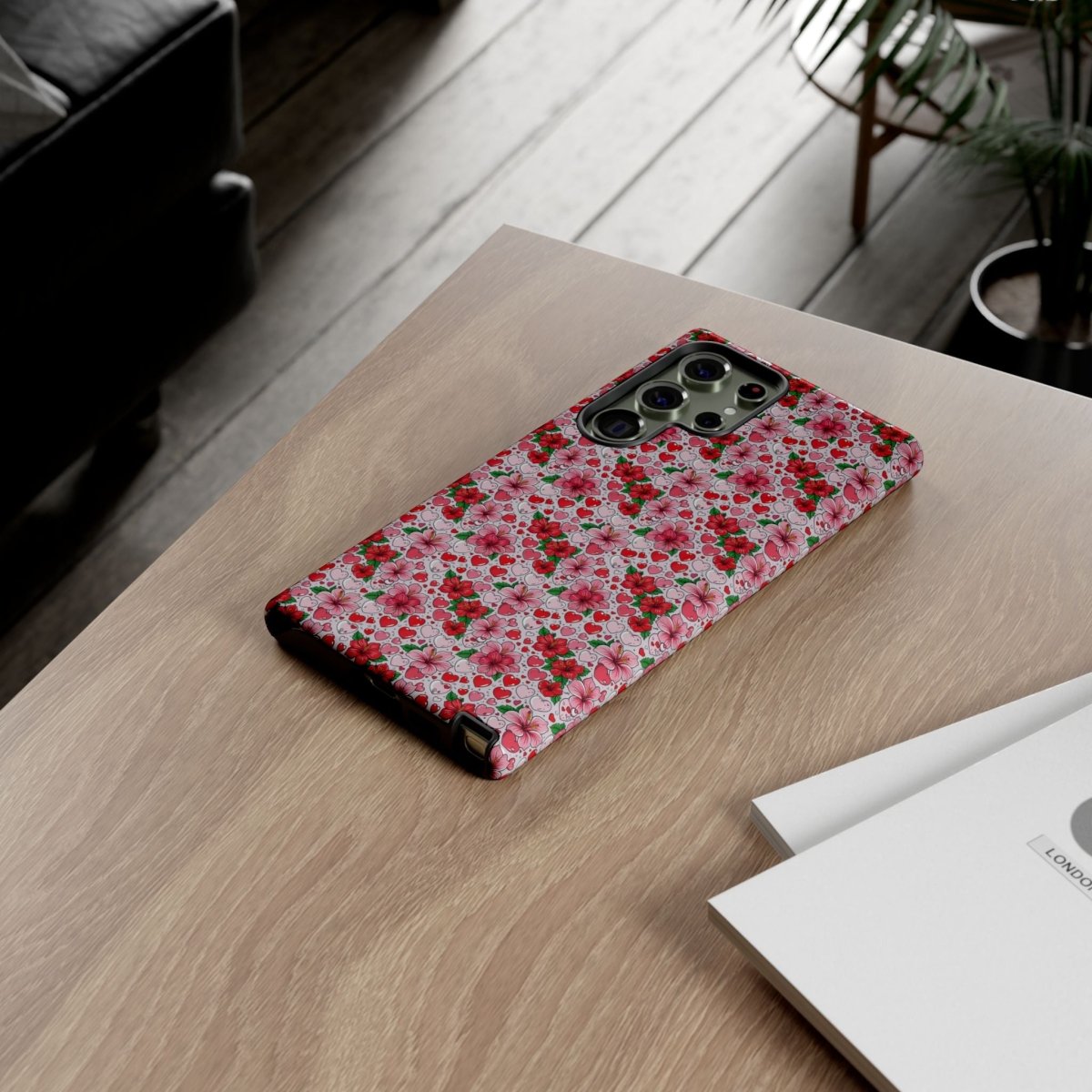 Samsung Galaxy S25 tough phone case with Love & Aute design, glossy Printify brand protective cover for AU, NZ, and USA.