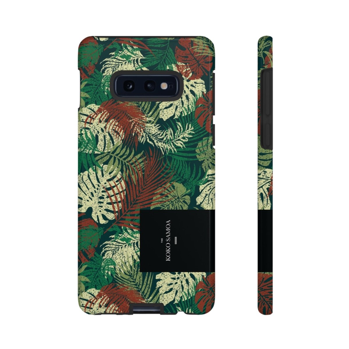 Samsung Galaxy S25 tough phone case by WOYC in Tafatafa Greens, featuring a glossy, durable design for added protection.