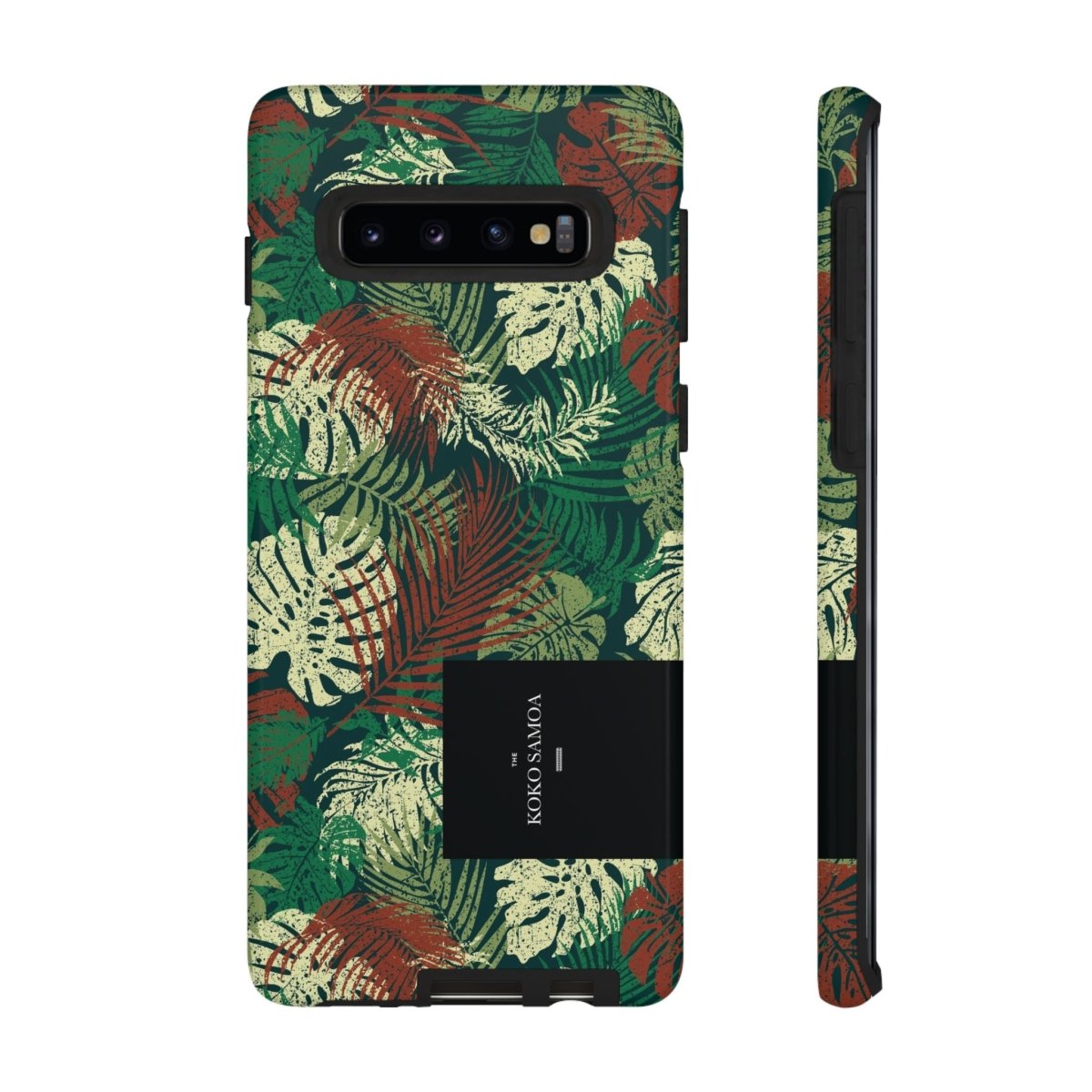 Samsung Galaxy S25 tough phone case by WOYC in Tafatafa Greens, features a glossy, rugged design for durable protection.