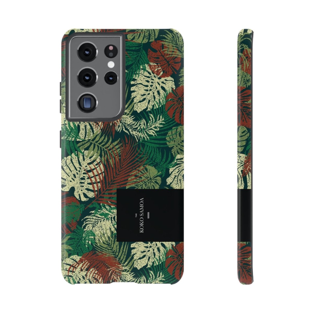 Samsung Galaxy S25 tough phone case by WOYC in Tafatafa Greens, showcasing durable glossy protection for smartphones.