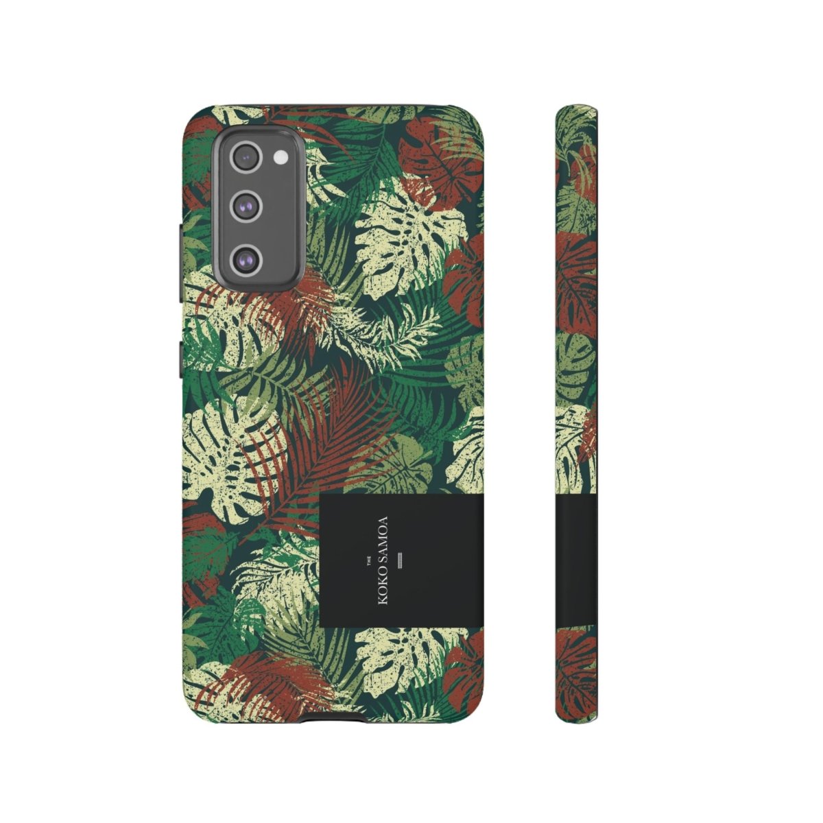 Samsung Galaxy S25 tough phone case by WOYC in Tafatafa Greens, featuring a glossy, durable design for added protection.