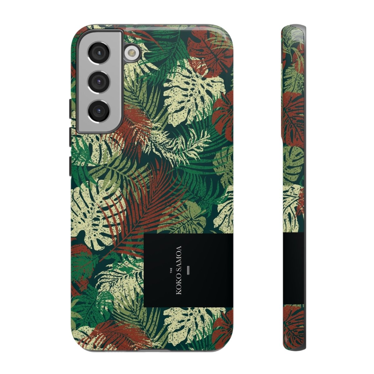 Samsung Galaxy S25 tough phone case by WOYC in Tafatafa Greens, rugged glossy protective cover for AU, NZ, and USA markets.