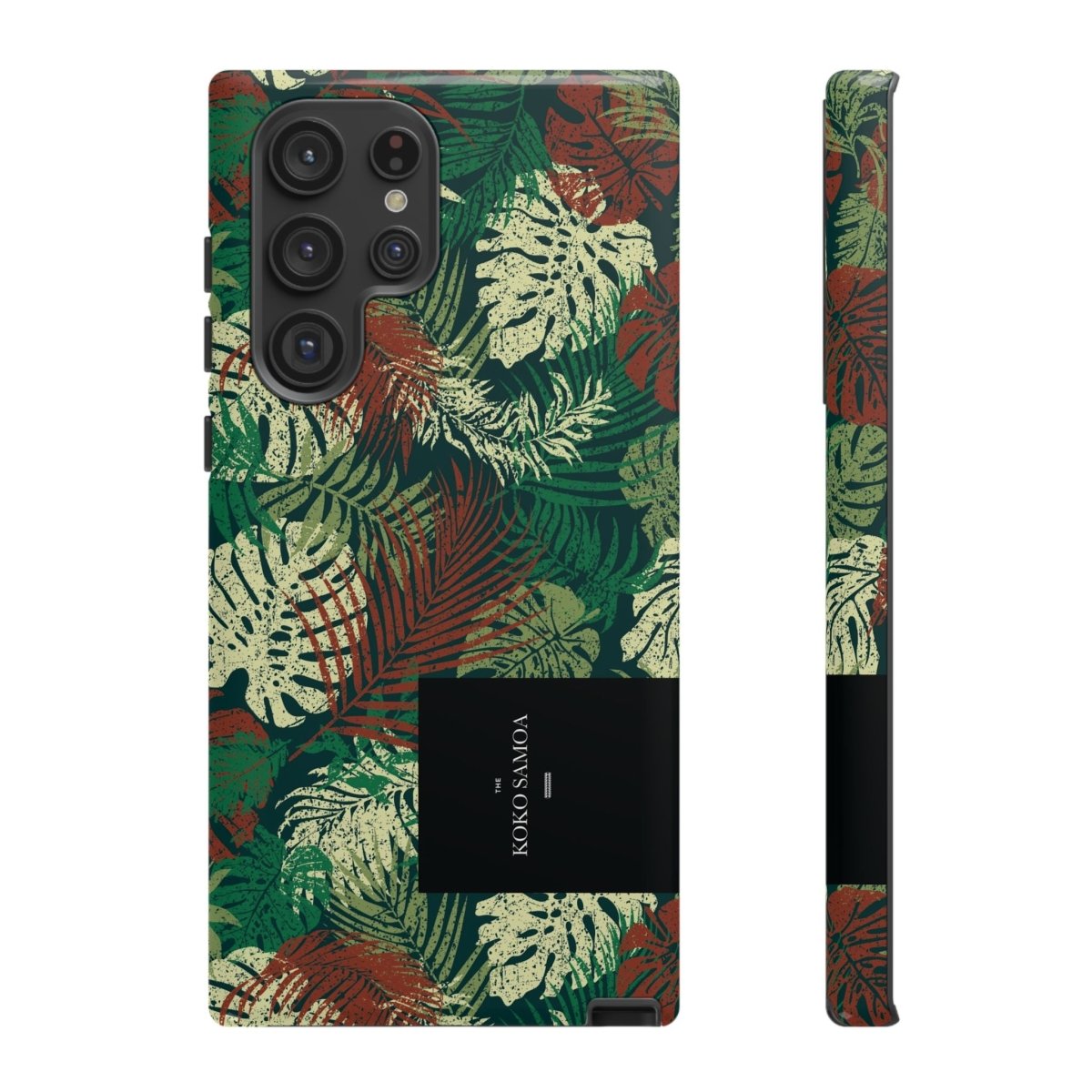 Samsung Galaxy S25 tough phone case by WOYC in Tafatafa Greens, featuring a glossy, rugged design for enhanced protection.