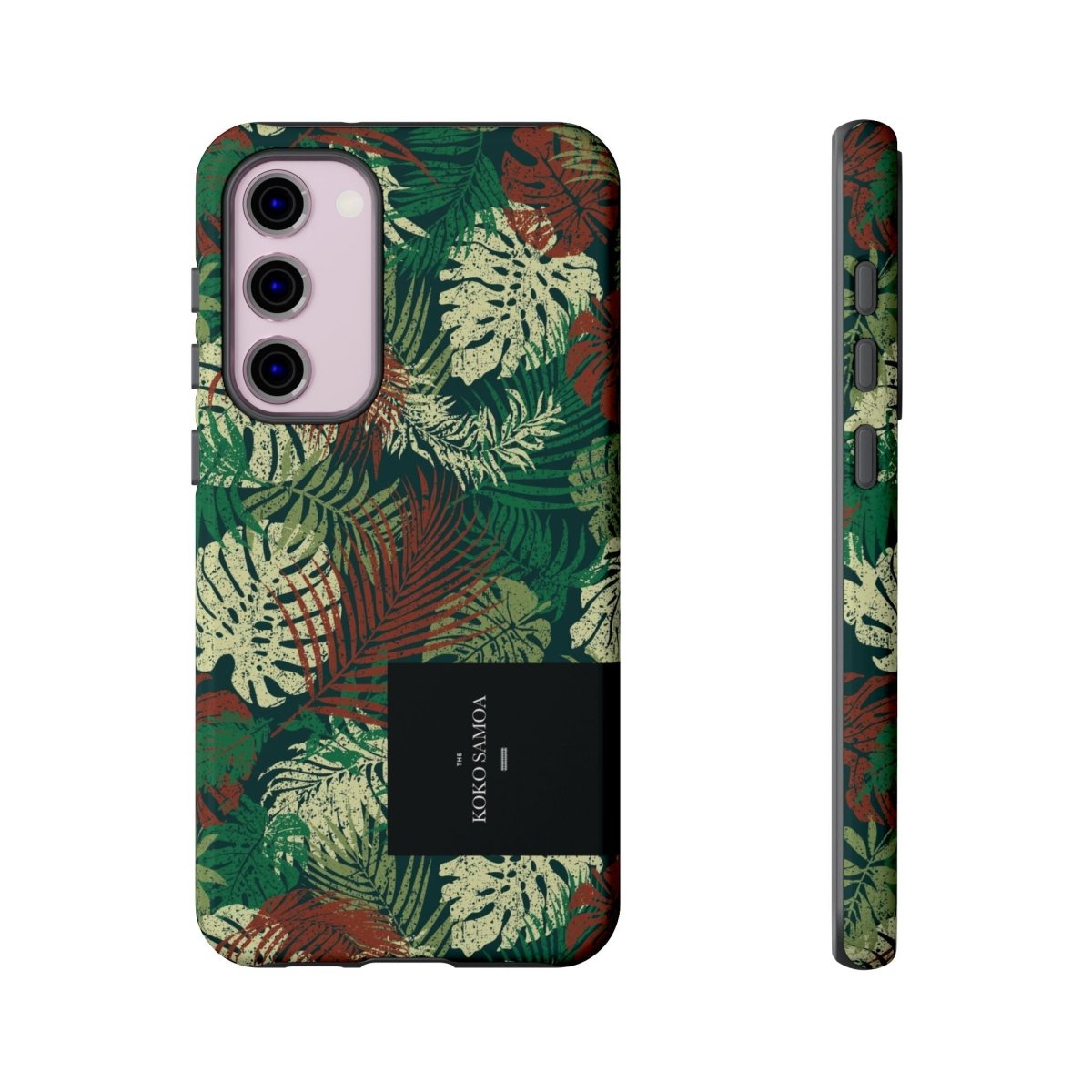 Samsung Galaxy S25 tough phone case by WOYC in Tafatafa Greens, featuring a glossy, durable design for enhanced protection.