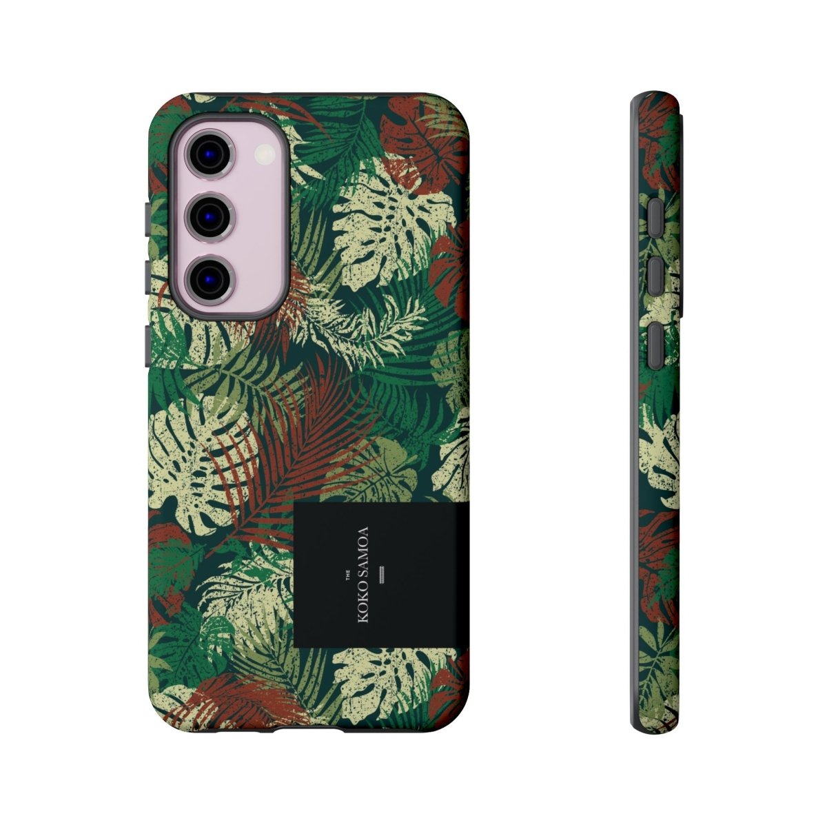 Samsung Galaxy S25 tough phone case by WOYC in Tafatafa Greens, glossy finish, durable protective design for AU, NZ, and US markets.