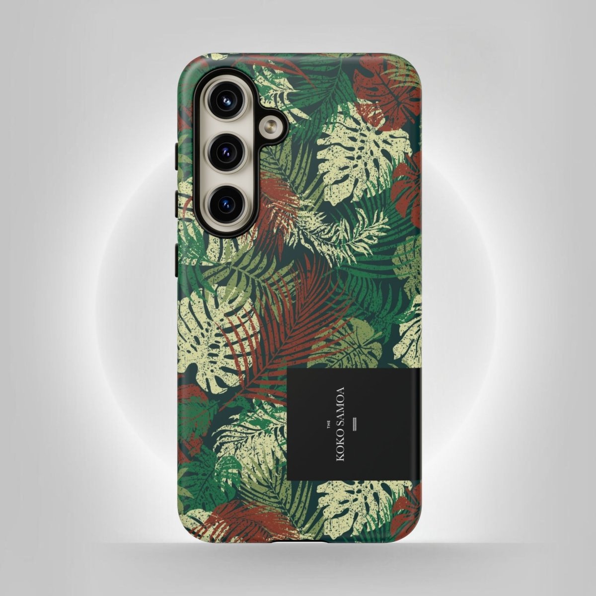Samsung Galaxy S25 tough phone case by WOYC, Tafatafa Greens design, glossy, durable protective cover for AU, NZ, and USA markets.