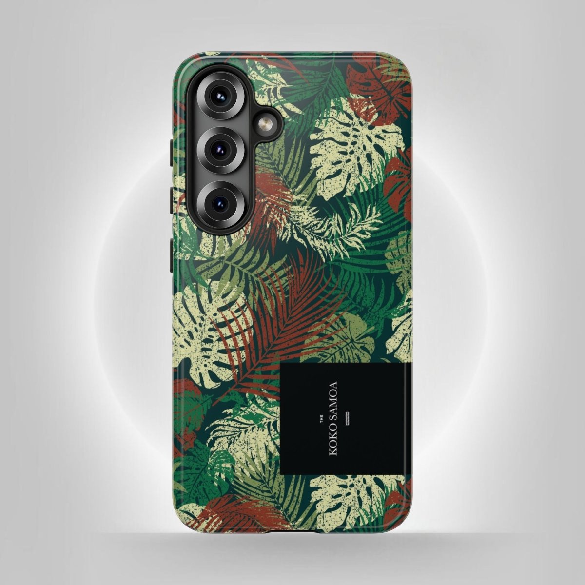 Samsung Galaxy S25 tough phone case by WOYC with Tafatafa Greens design, glossy green protective case for AU, NZ, and USA.