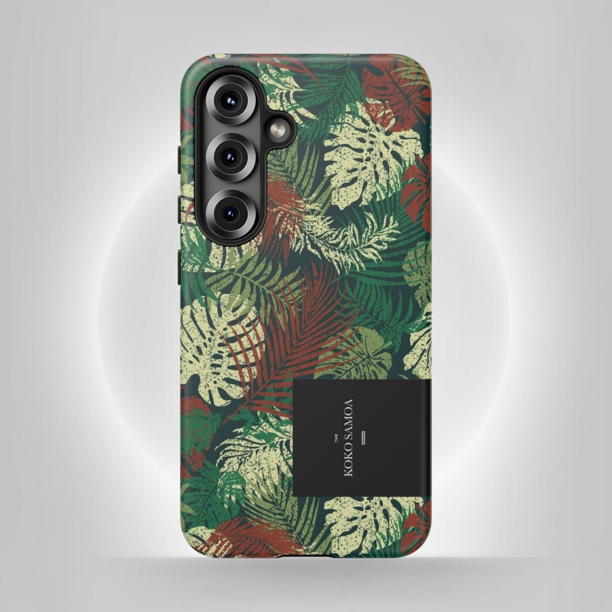 Samsung Galaxy S25 tough phone case by WOYC, Tafatafa Greens design, glossy finish, durable protective cover for AU, NZ, and USA.