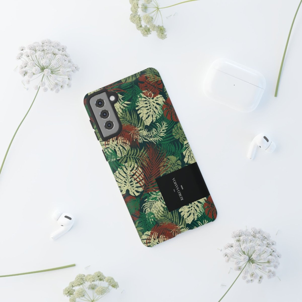 Samsung Galaxy S25 tough phone case by WOYC, Tafatafa Greens design, glossy finish, durable protective case for AU, NZ, and USA.