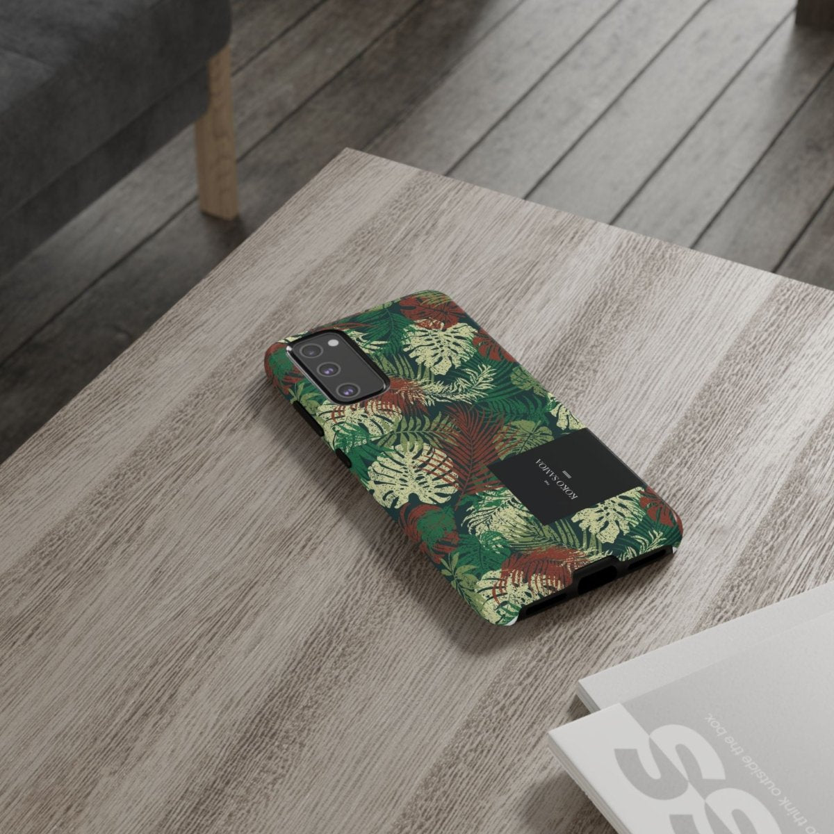 Samsung Galaxy S25 tough phone case by WOYC in Tafatafa Greens design, glossy finish, durable protective cover for AU, NZ, and USA.