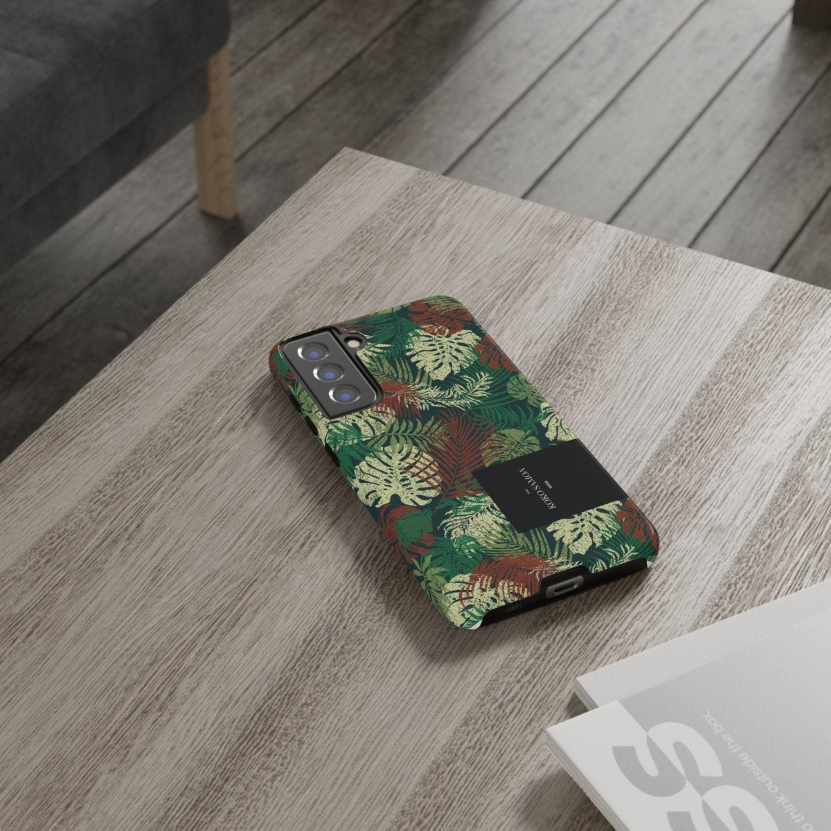 Samsung Galaxy S25 tough phone case by WOYC in Tafatafa Greens with glossy finish, designed for durability and style.
