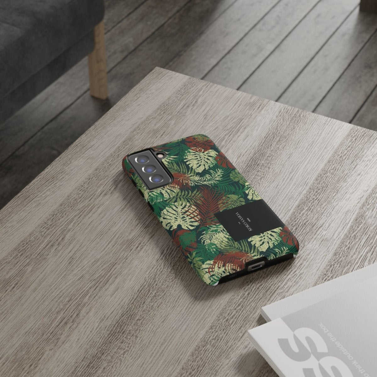 Samsung Galaxy S25 tough phone case by WOYC, Tafatafa Greens design, glossy, durable protective cover for AU, NZ, and USA models.