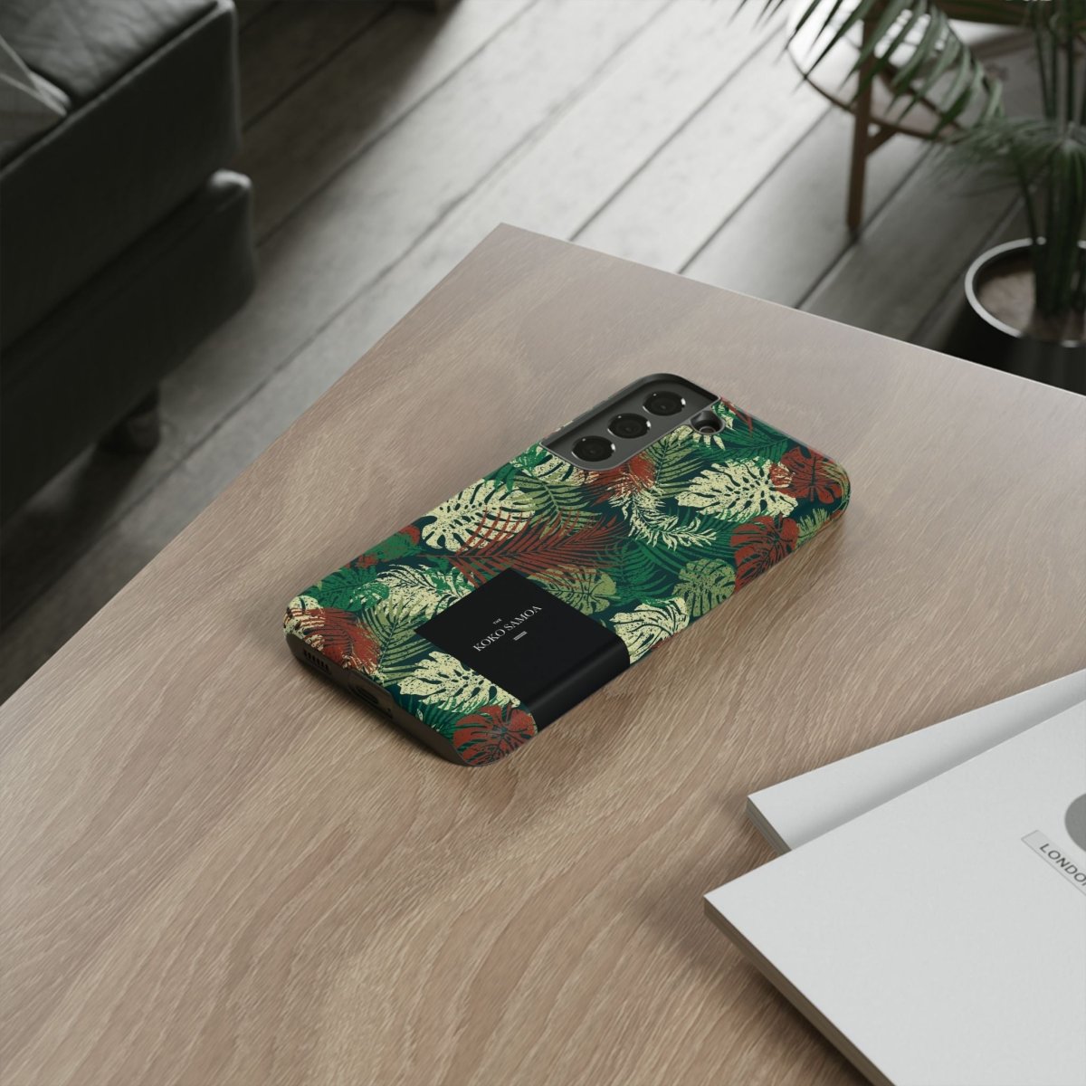 Samsung Galaxy S25 tough phone case by WOYC in Tafatafa Greens with glossy finish, designed for durability and style.