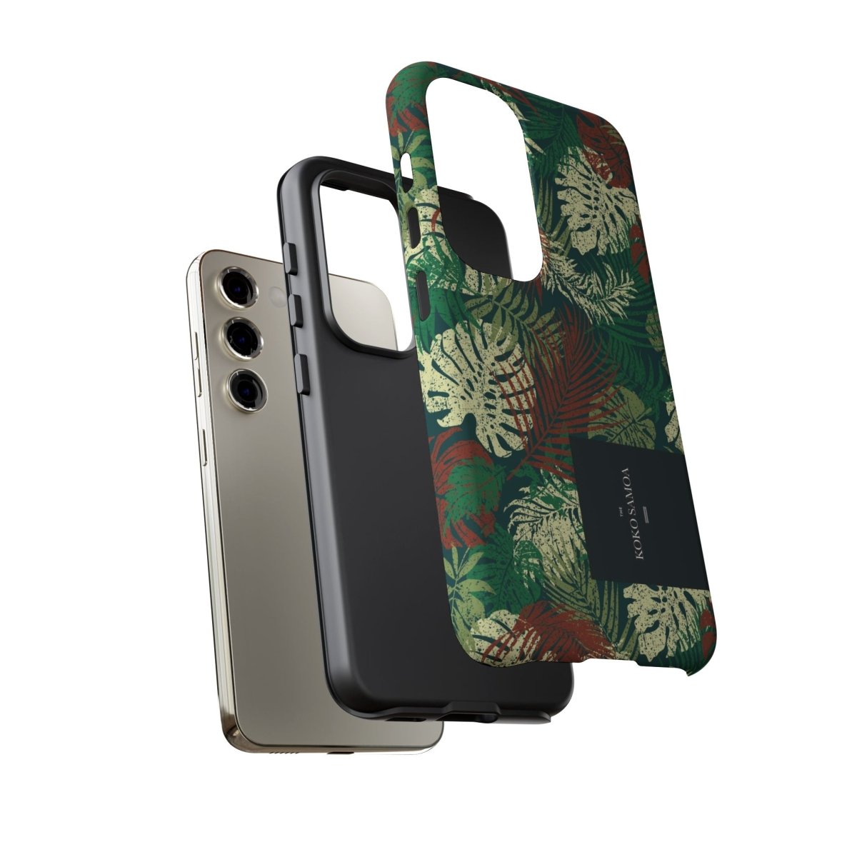 Samsung Galaxy S25 tough phone case by WOYC, Tafatafa Greens design, durable glossy protective cover for AU, NZ, and USA.