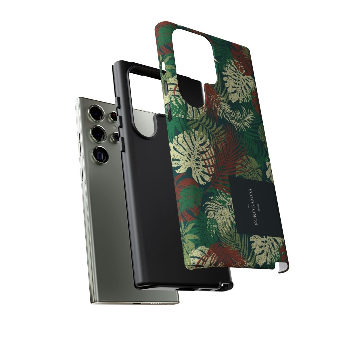 Samsung Galaxy S25 tough phone case by WOYC in Tafatafa Greens, glossy finish, durable protective cover for AU, NZ, and US markets.