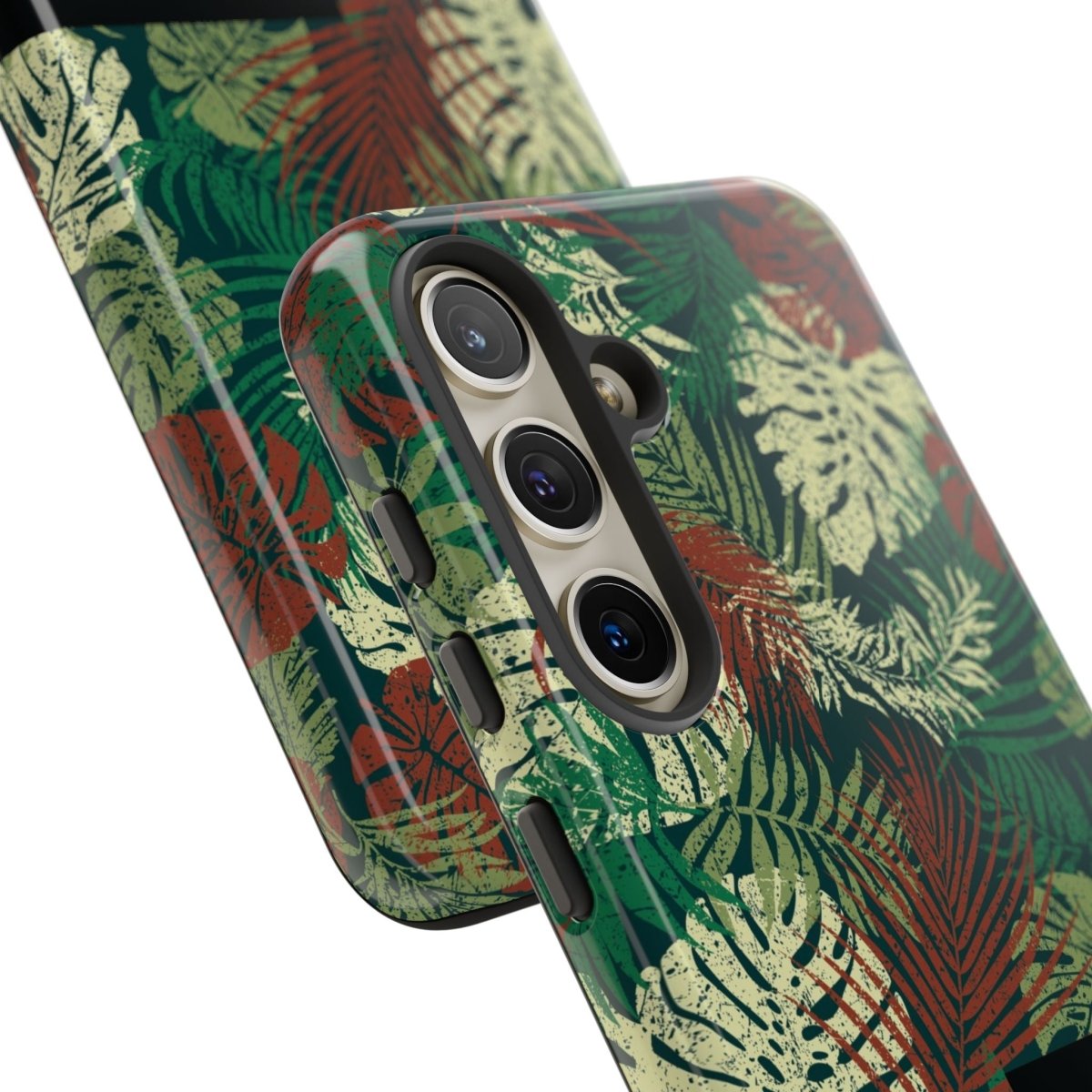 Samsung Galaxy S25 tough phone case by WOYC, Tafatafa Greens, durable glossy protective cover for AU/NZ/USA markets.