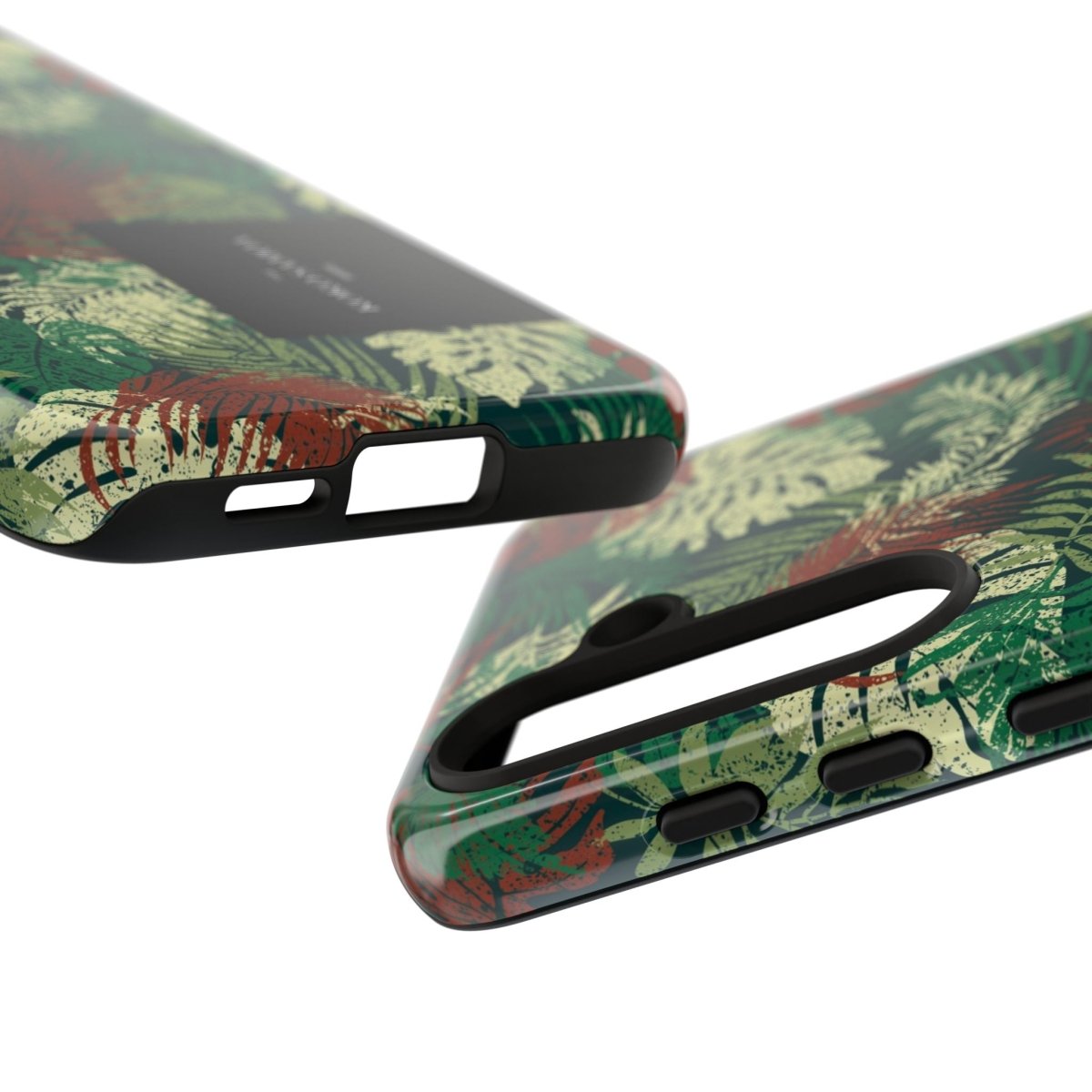Samsung Galaxy S25 tough phone case by WOYC in Tafatafa Greens, glossy, durable protective cover for AU, NZ, and USA models.
