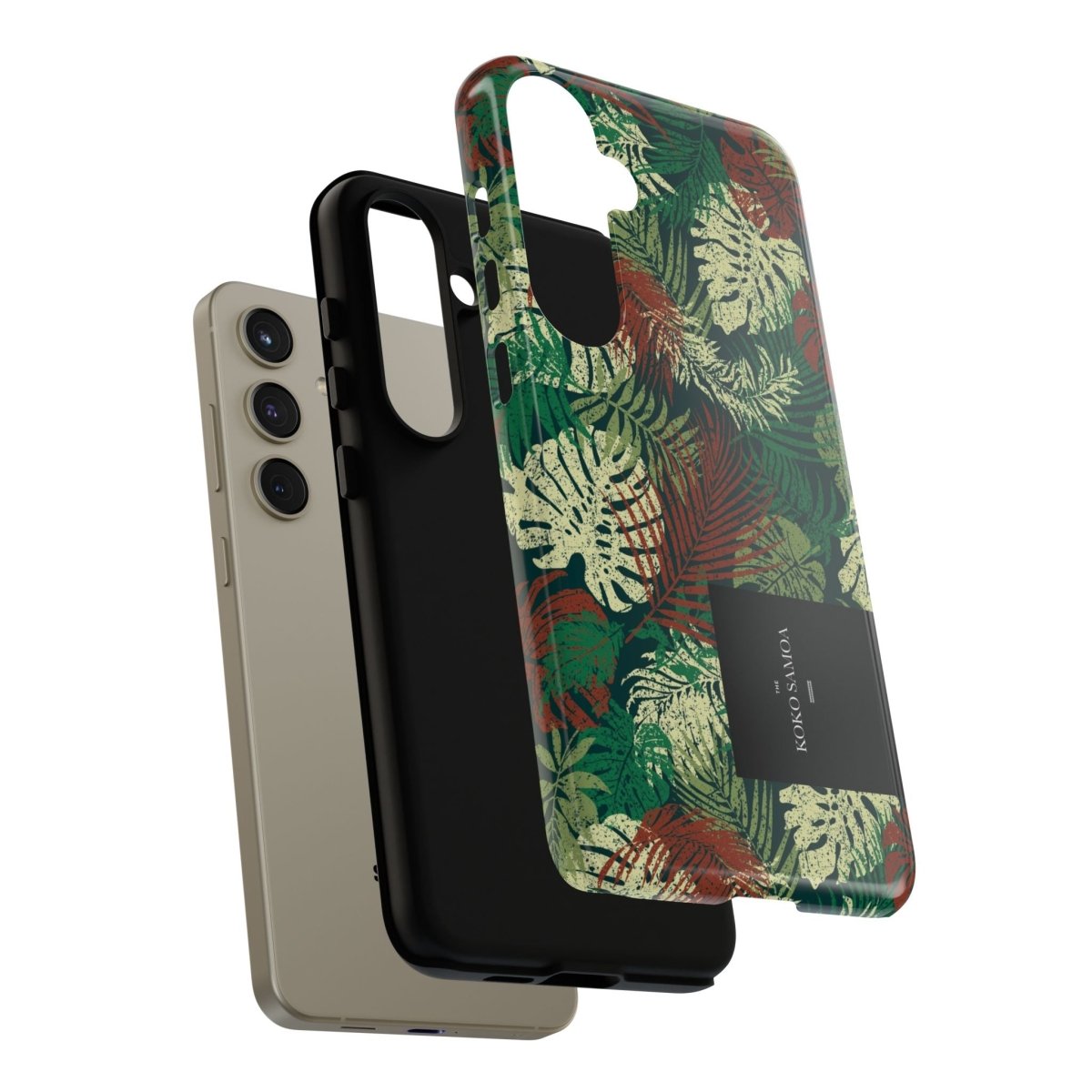 Samsung Galaxy S25 tough phone case by WOYC in Tafatafa Greens, with a glossy finish and rugged protective design.