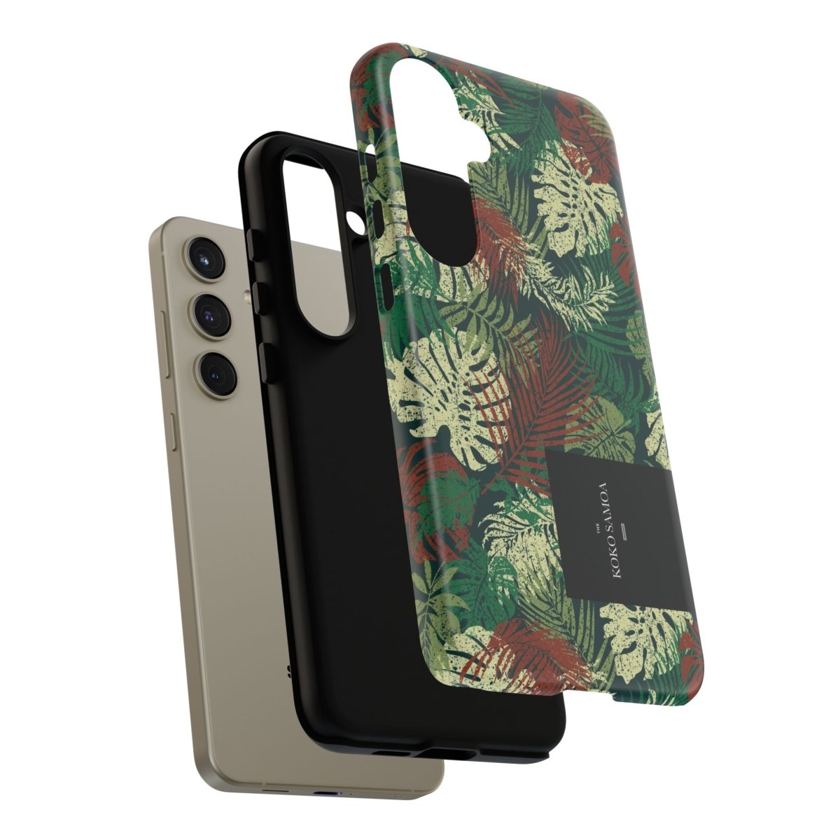 Samsung Galaxy S25 tough phone case by WOYC, Tafatafa Greens design, glossy, durable protective case for AU, NZ, and USA markets.