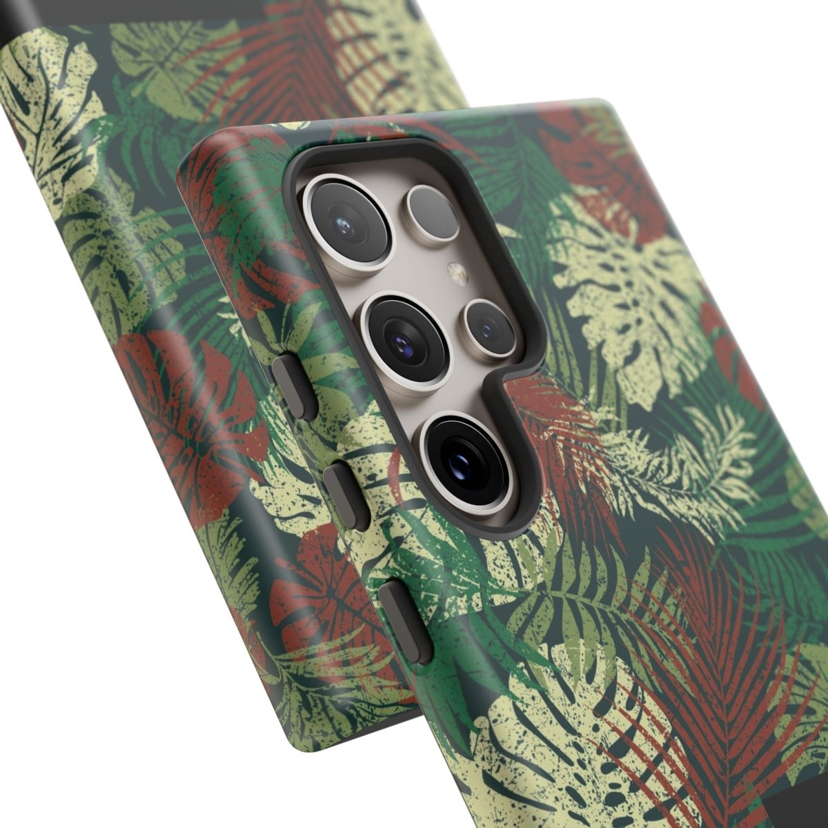 Samsung Galaxy S25 tough phone case by WOYC in Tafatafa Greens with glossy finish, designed for durability and style.