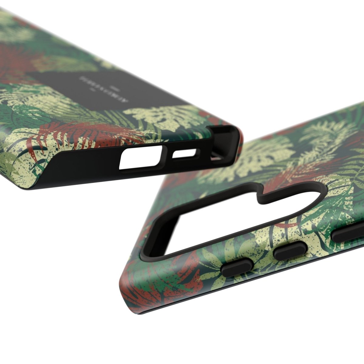 Samsung Galaxy S25 tough phone case by WOYC in Tafatafa Greens, featuring glossy, durable protection for smartphones.