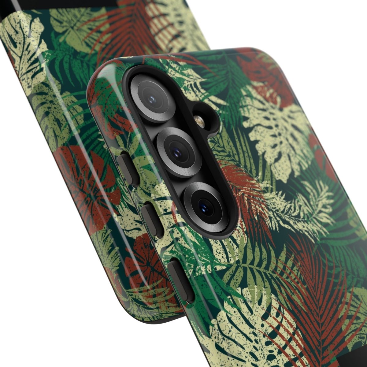 Samsung Galaxy S25 tough phone case by WOYC in Tafatafa Greens with a glossy finish, designed for AU, NZ, and USA markets.