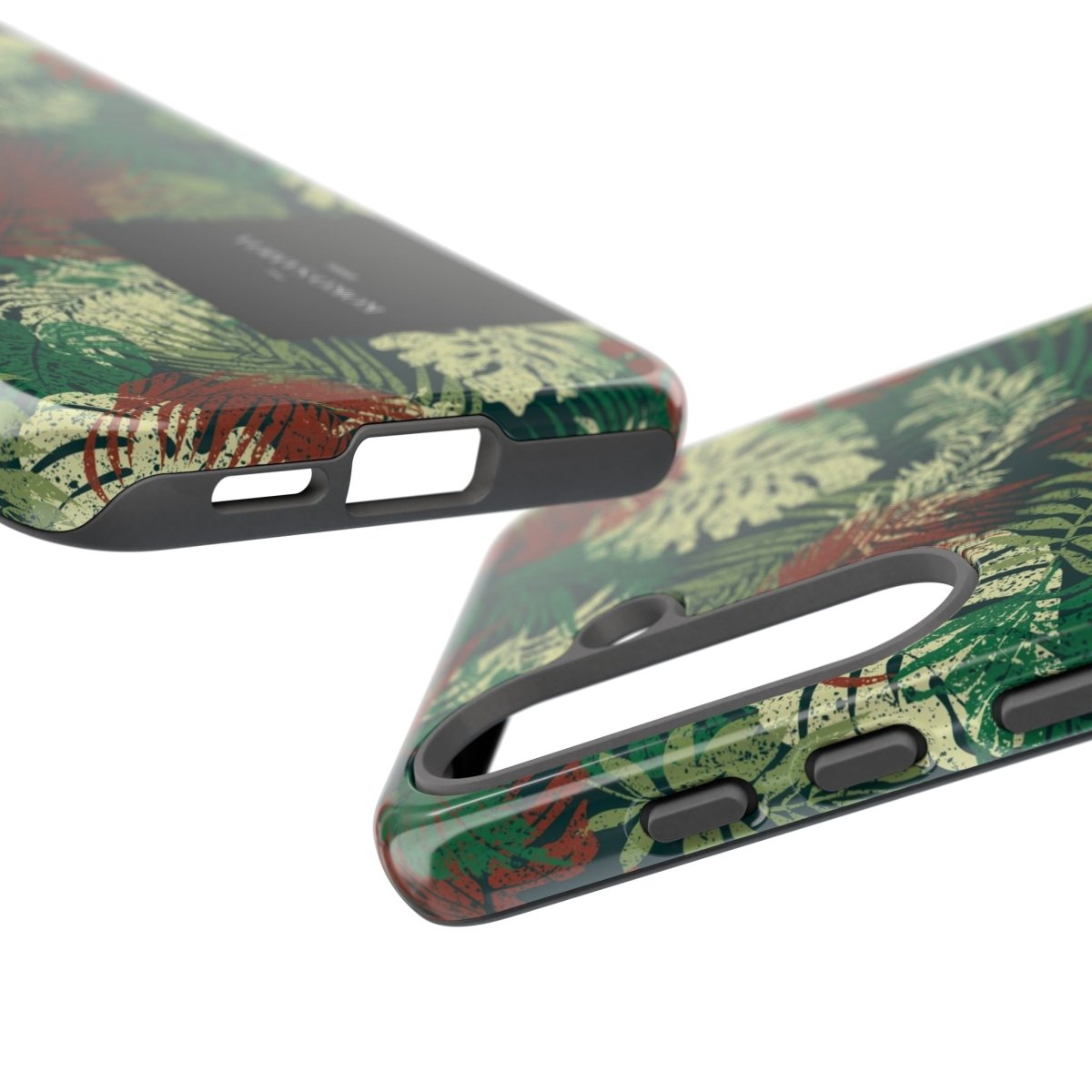 Samsung Galaxy S25 tough phone case by WOYC in Tafatafa Greens, durable glossy protective case for AU, NZ, and USA markets.