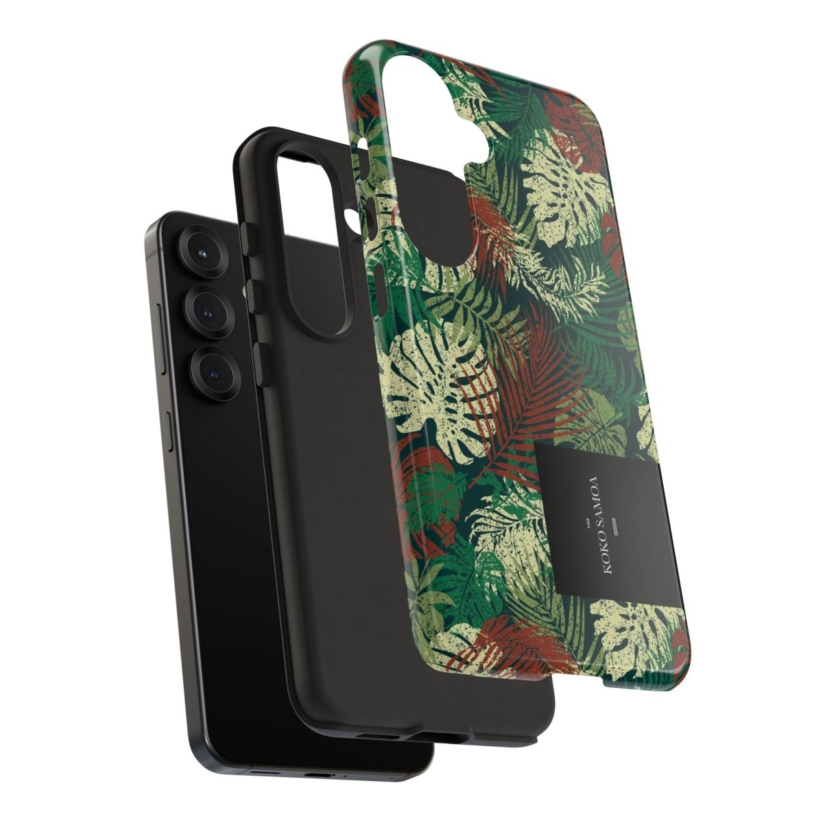 Samsung Galaxy S25 tough phone case by WOYC in Tafatafa Greens, featuring a glossy, durable design for rugged protection.