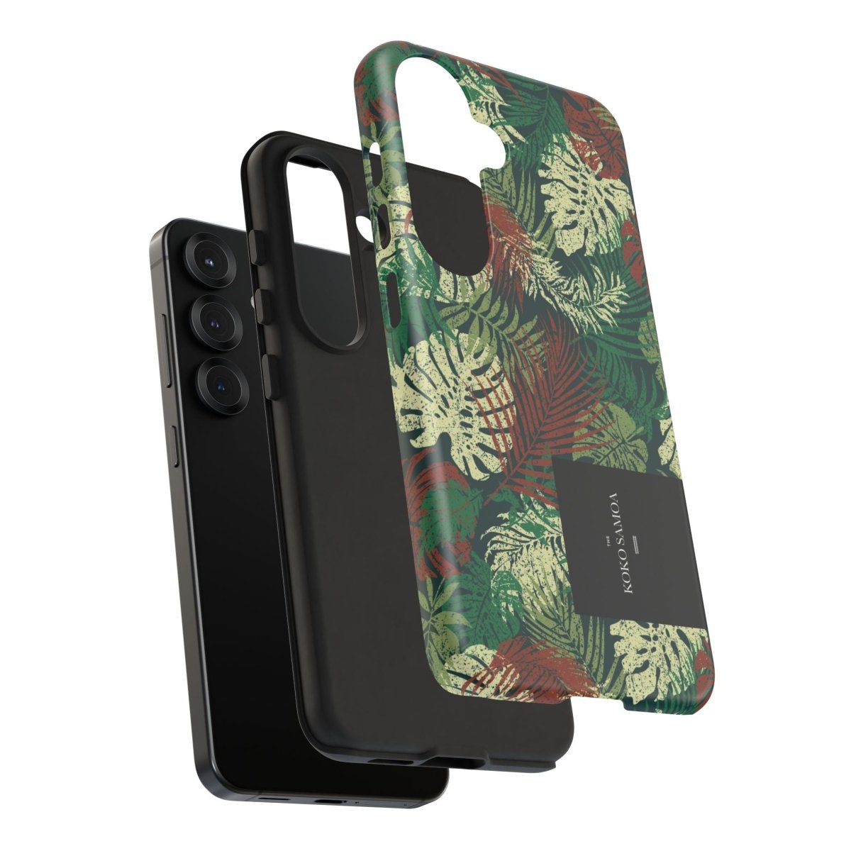 Samsung Galaxy S25 tough phone case by WOYC in Tafatafa Greens, featuring a glossy, durable design for rugged protection.