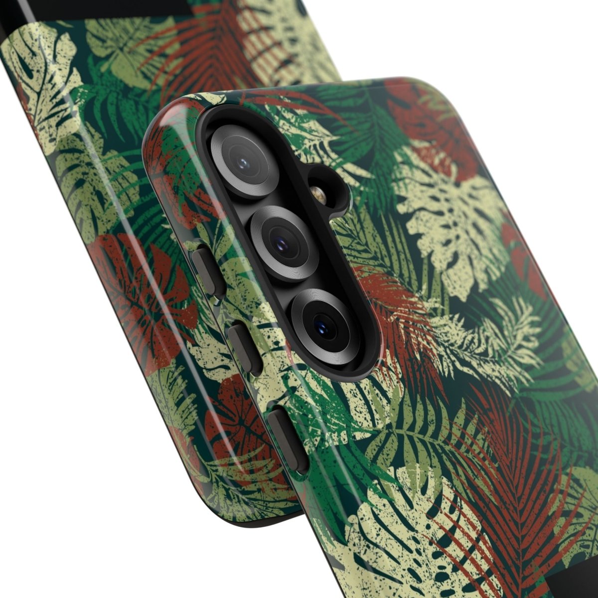 Samsung Galaxy S25 tough phone case by WOYC in Tafatafa Greens with a glossy finish, designed for durability and style.