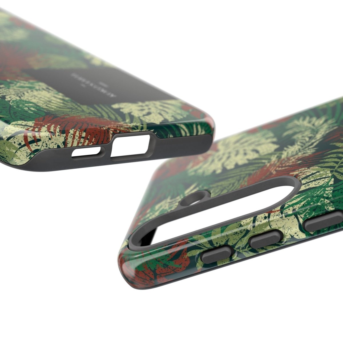 Samsung Galaxy S25 tough phone case by WOYC in Tafatafa Greens with a glossy finish, designed for durability and style.