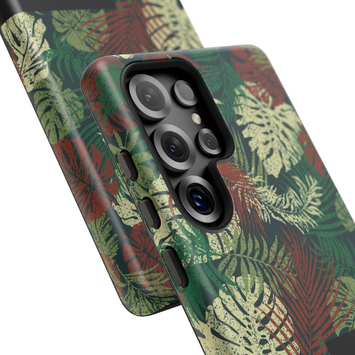 Samsung Galaxy S25 tough phone case by WOYC in Tafatafa Greens, durable glossy protective case for AU, NZ, and USA models.