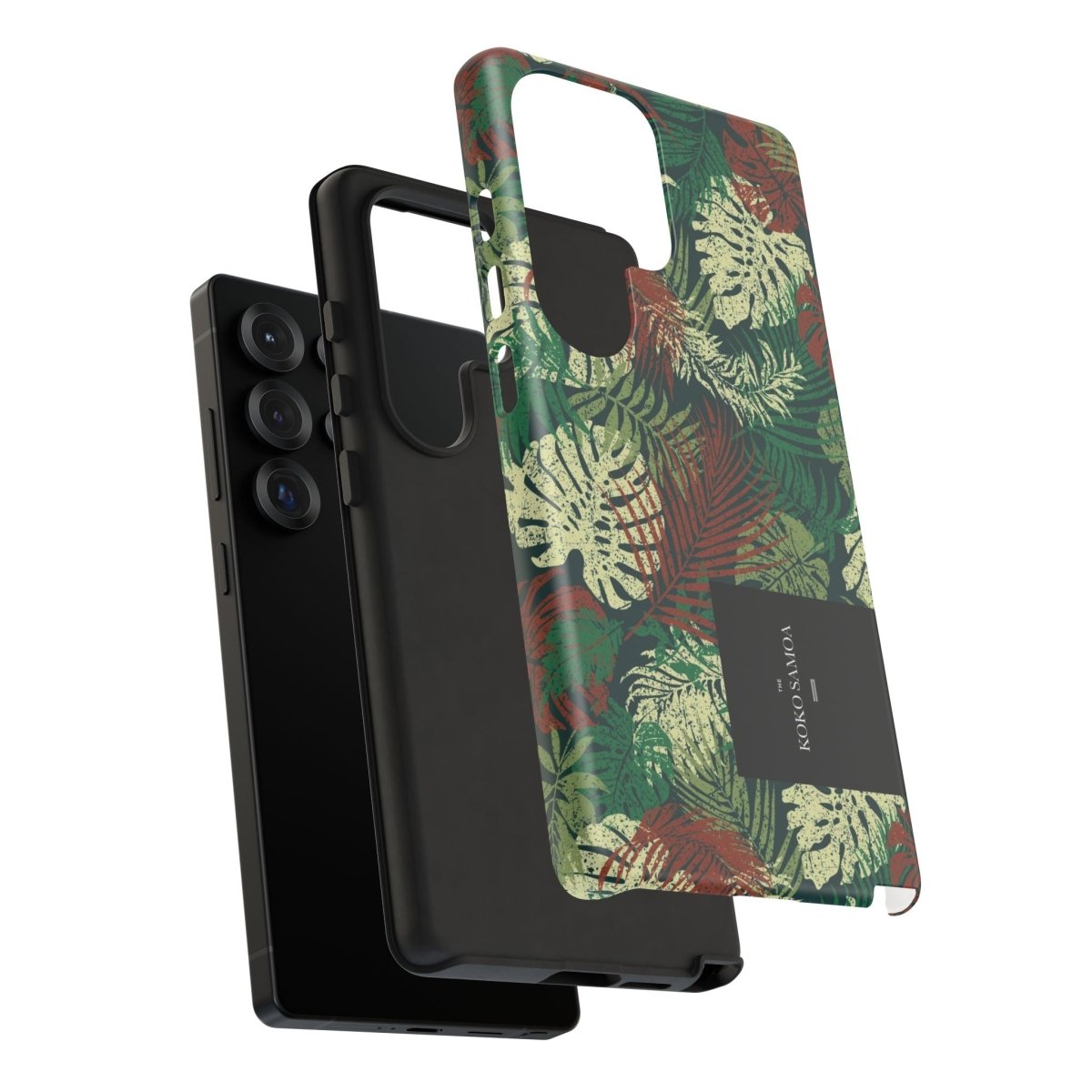 Samsung Galaxy S25 tough phone case by WOYC in Tafatafa Greens, glossy durable protective case for AU, NZ, and USA.